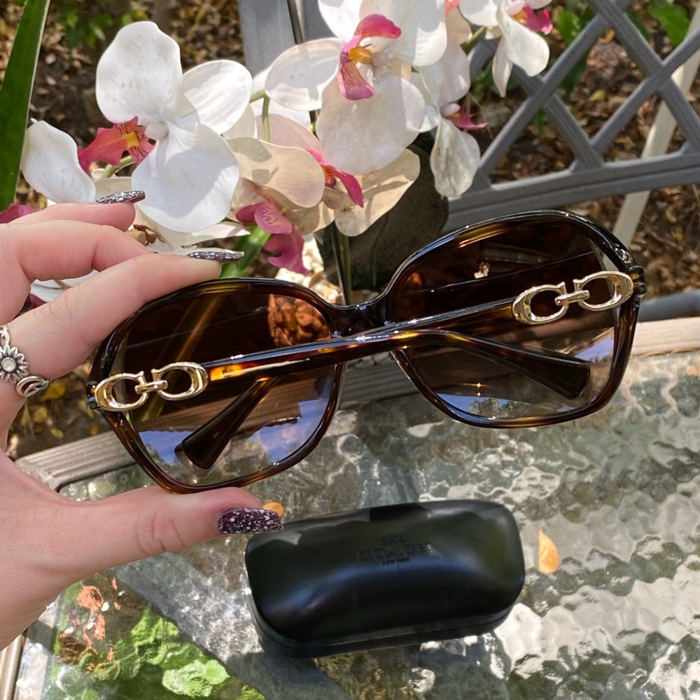Coach Tortoise & Gold Logo Sunglasses - Picture 7 of 16